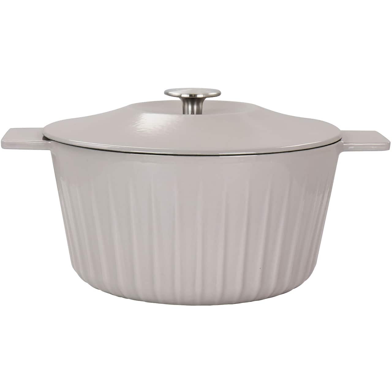 Martha Stewart 5qt. Warm Gray Enameled Embossed Stripe Cast Iron Dutch Oven with Lid